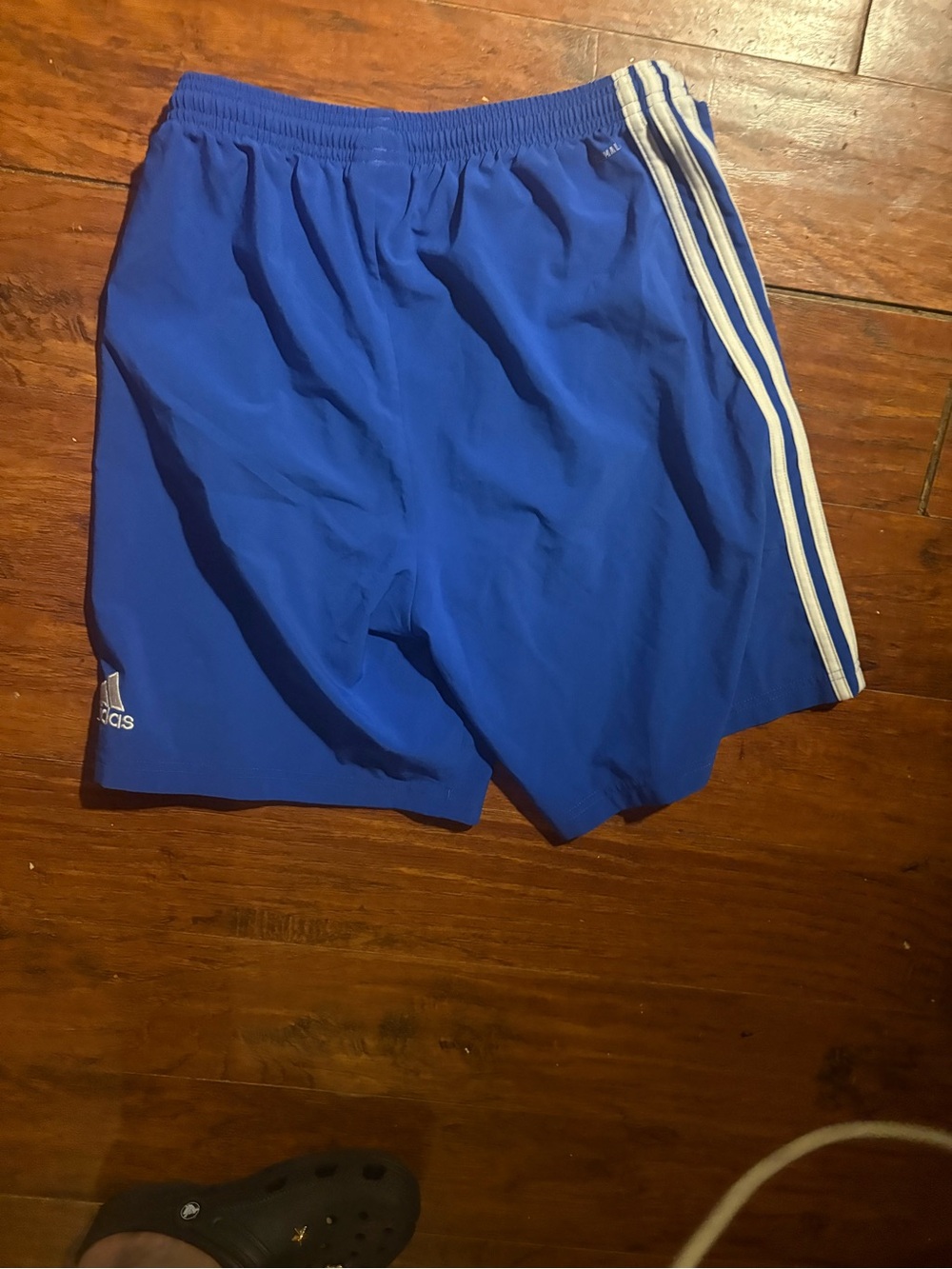 adidas Men's Blue Athletic Shorts with White Side Stripes